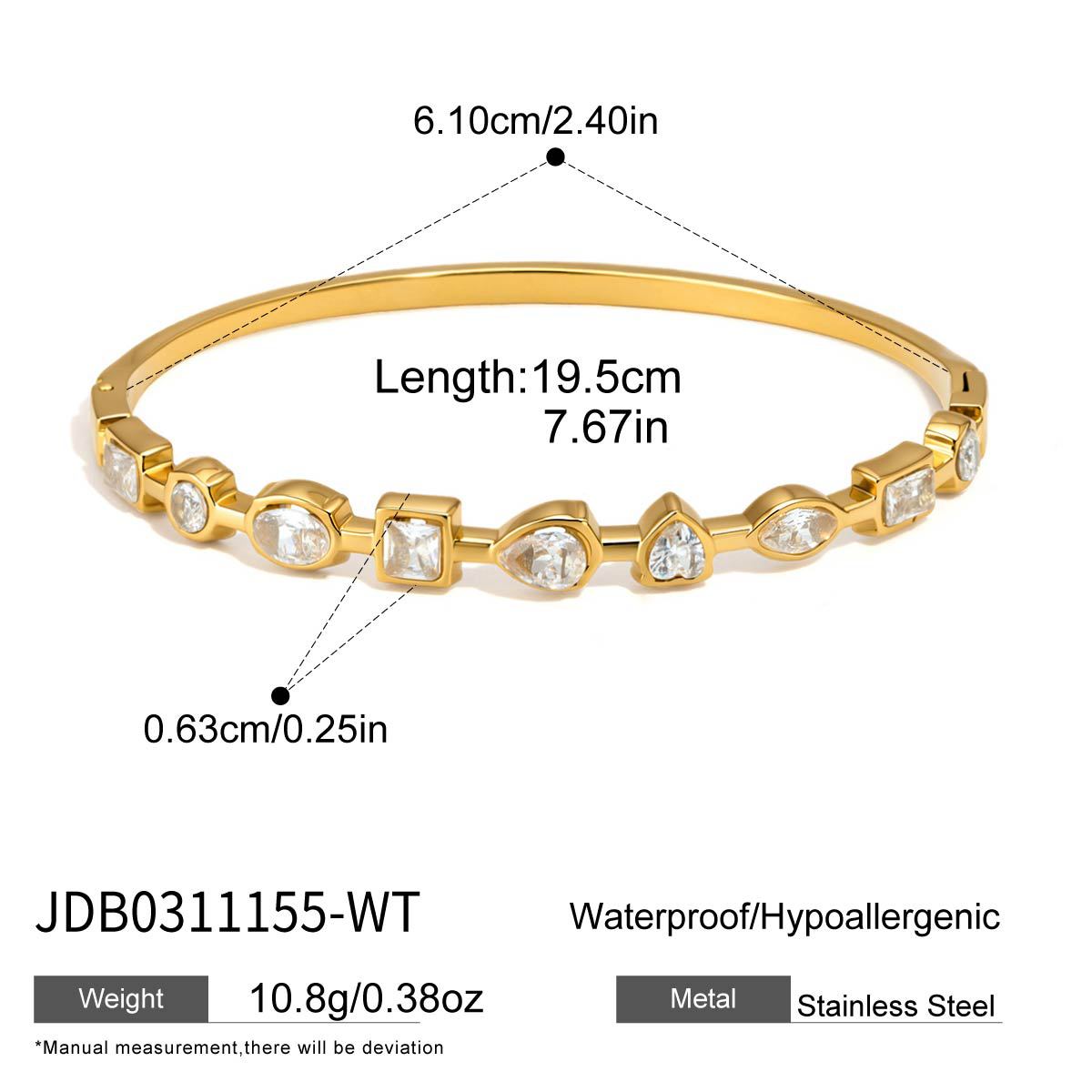 Trendy Gold Plated Cubic Zirconia Bangle Bracelet 6W6JBR599