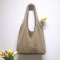 Hollow Out Solid Color Knit Ttote Bag 6W10BBG1783