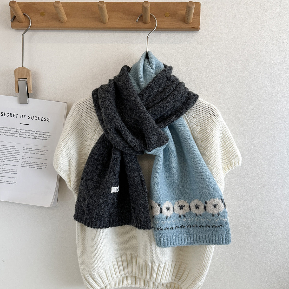 Sheep Jacquard Knit Scarf - DippedShop Wholesale - #1283