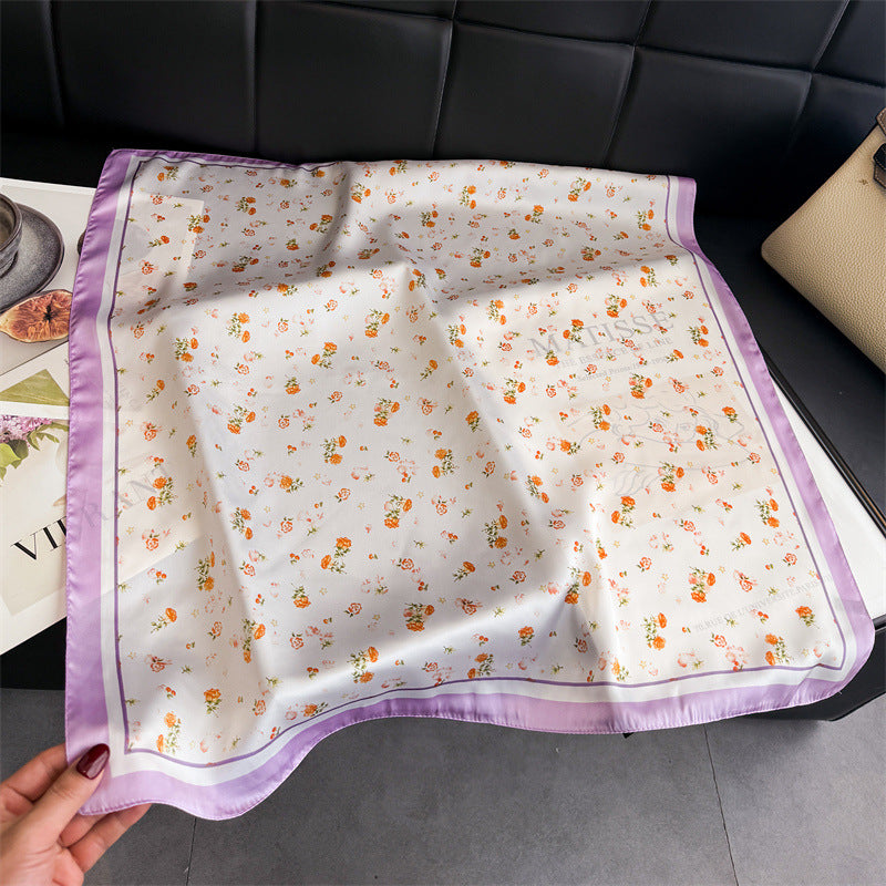 Fresh Floral Print Neckchief Versatile Square Scarf MK2BW6W6NSI22