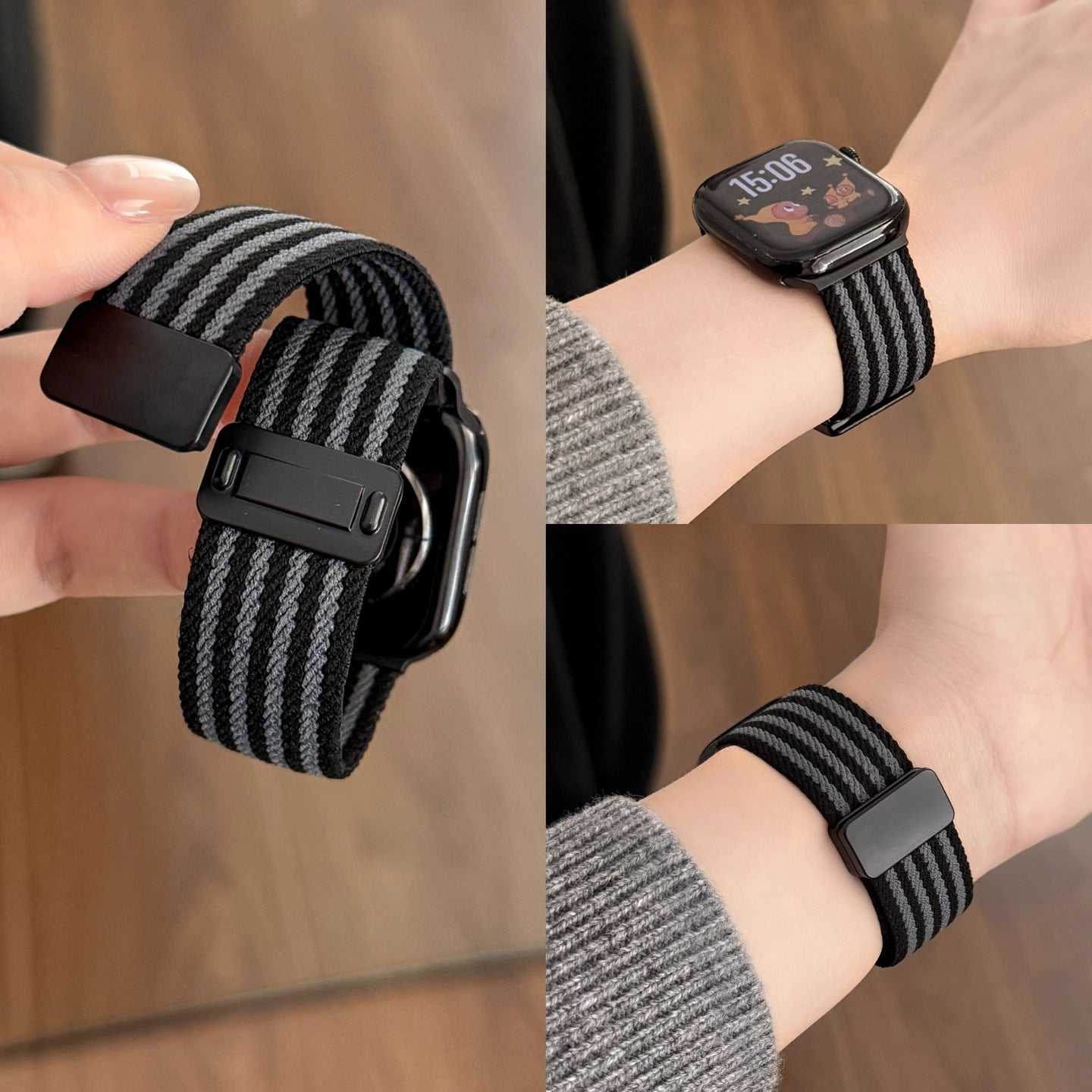 Color Block Nylon Weave Magnetic Watch Band 6W6JWA115