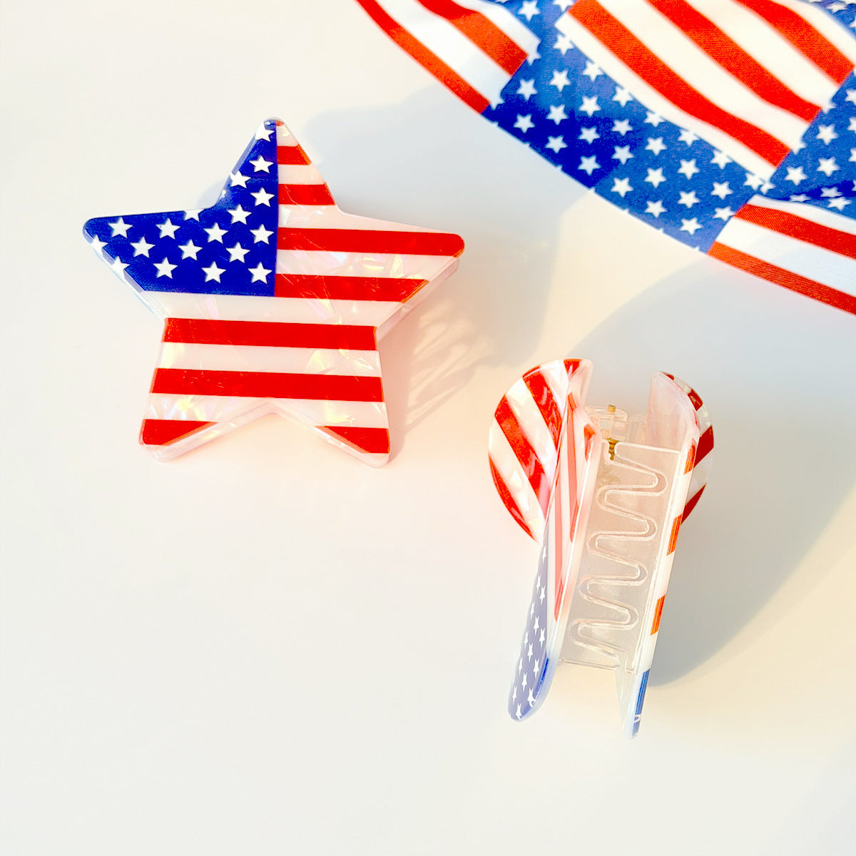 Exquisite American Flag Star Shape Hair Clips 8AS6HCP70L