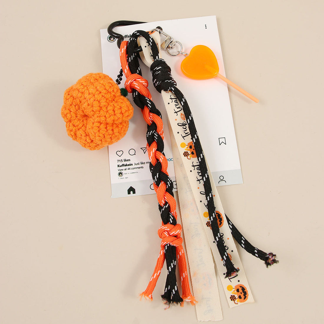 Halloween Pumpkin Braided Bag Charm DP25G418