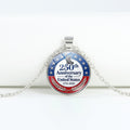 Retro USA Flag Pattern Round Pendant Chain Necklace 8ZA6JNC278T