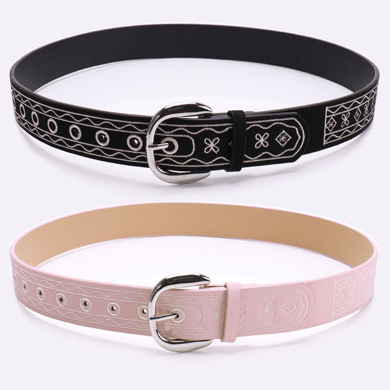 Retro Embroidered PU Belt - DippedShop Wholesale - #1283