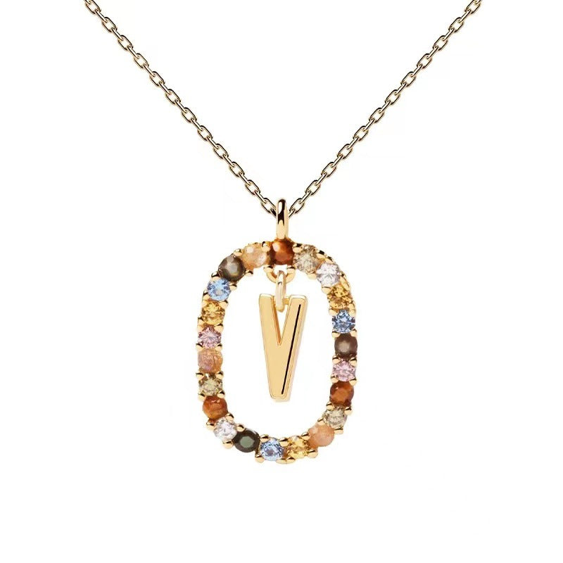 Colorful CZ Letter Pendant - DippedShop Wholesale - #1747