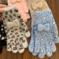 Plush Bowknot Warm Gloves - DippedShop Wholesale - #9187