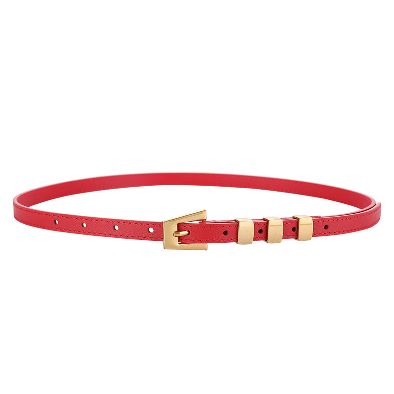 Minimalist Unique Buckle SKinny Leather Belt MK2MBAS6W6JBT153