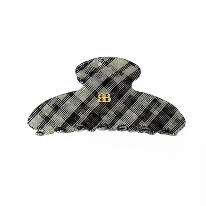 Fashion Color Contrast Checkered Acetate Hair Claw 8AS6HCP269L