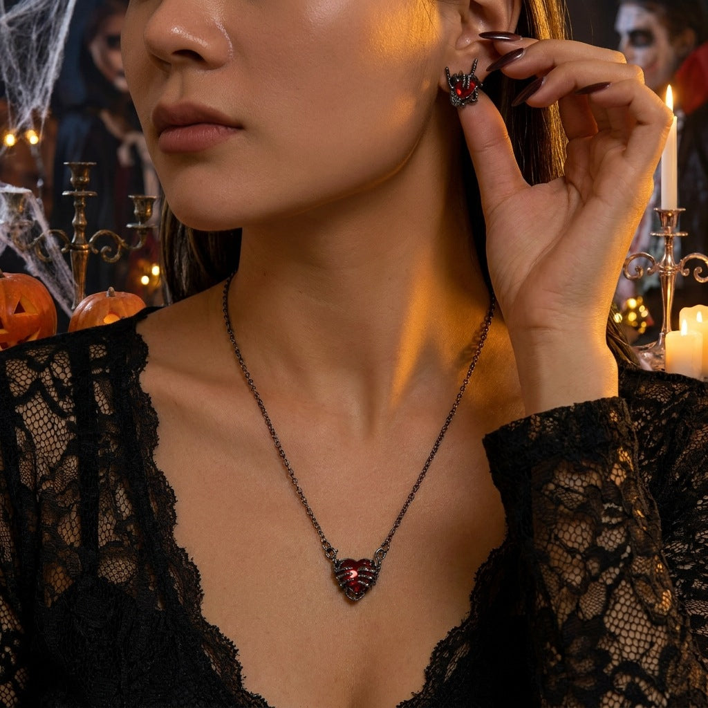 Gothic Heart Stud Earrings - DippedShop Wholesale - #6291