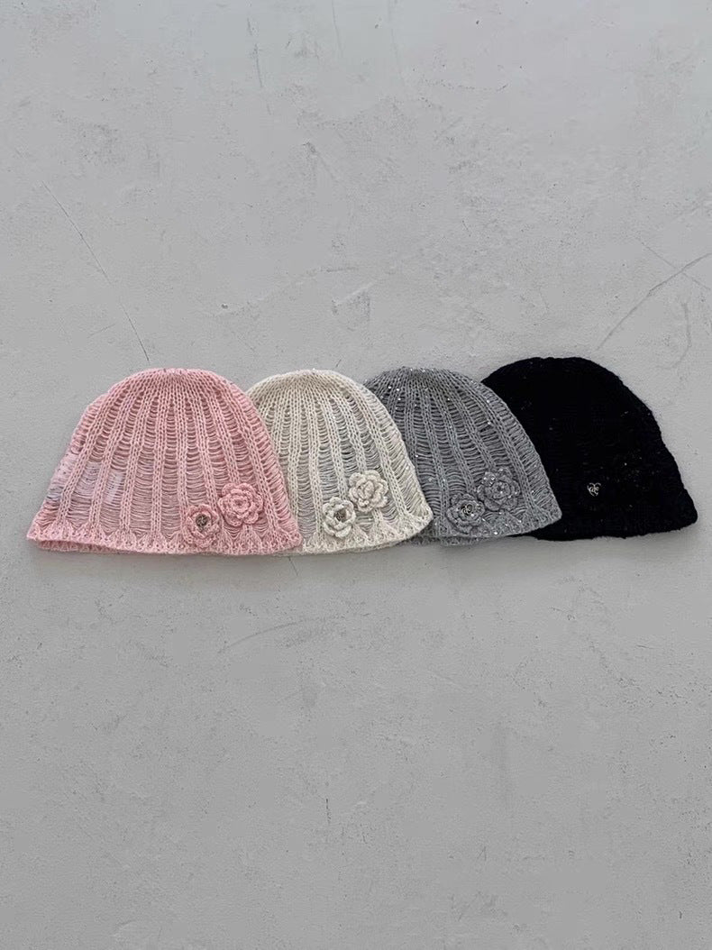 3D Floral Knit Beanie - DippedShop Wholesale - #3331