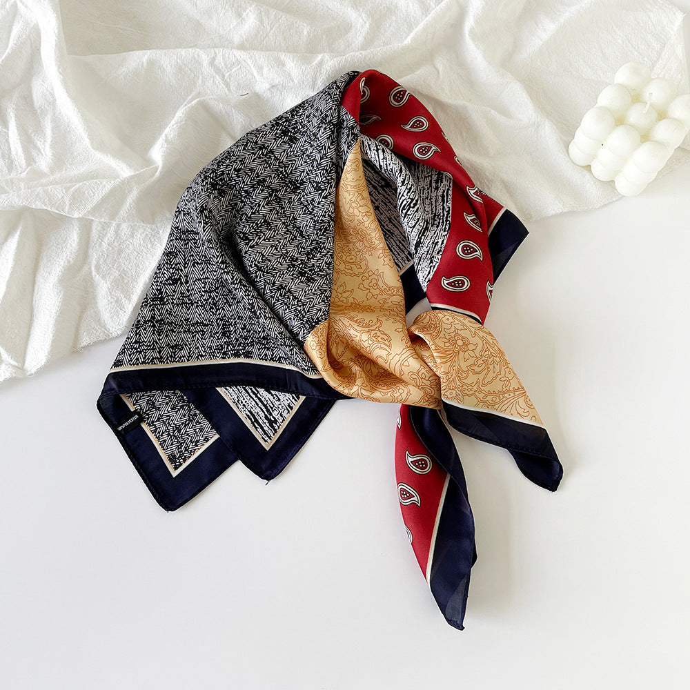 Simple Paisley Print Square Satin Scarf DP25E610