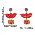Halloween Rhinestone Pumkin Bat Pendant Dangle Earrings 6W6JER552