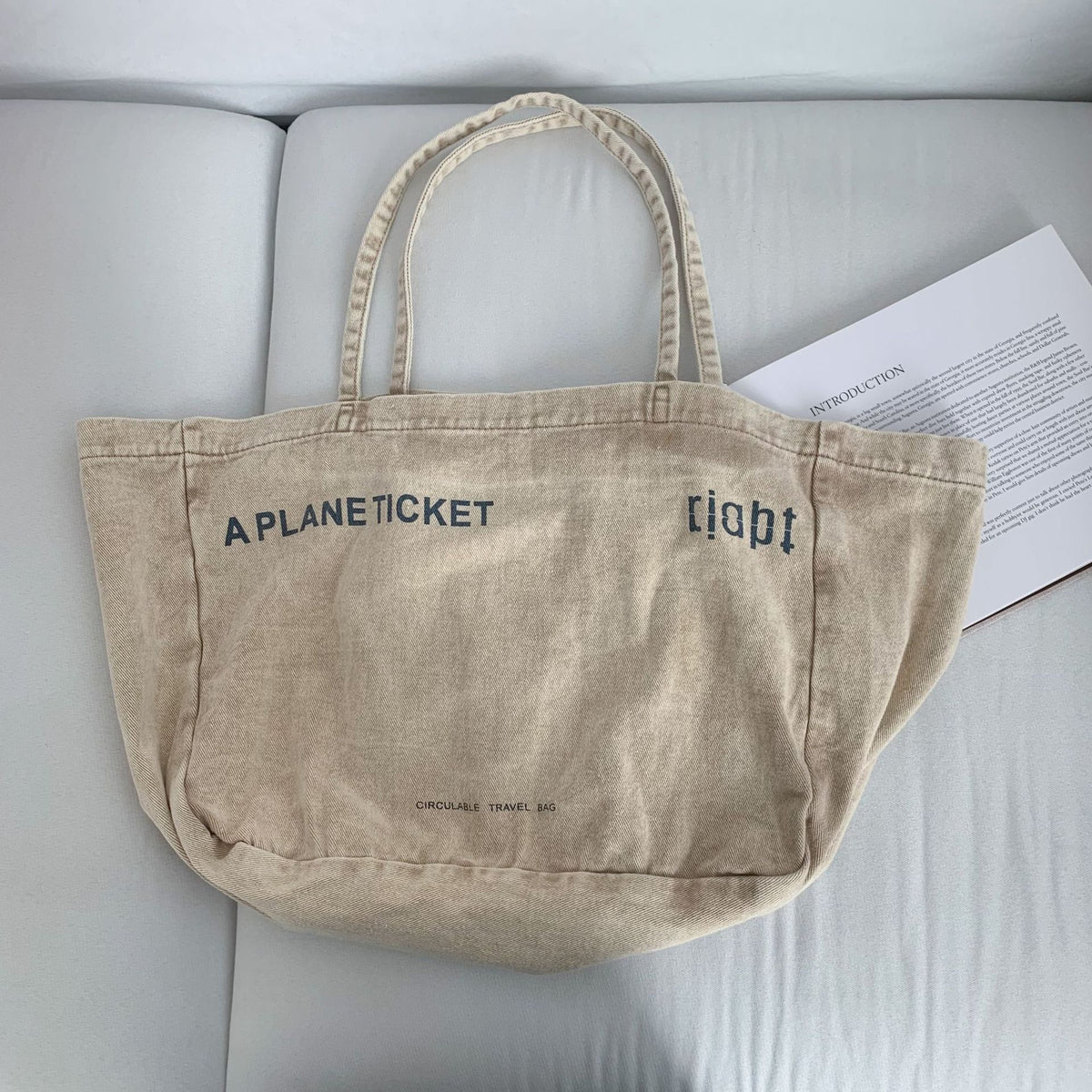 Simple Large Capacity Letter Print Canvas Tote Bag 6W10BBG2496