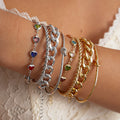 Stylish Gold Plated Heart Rhinestones Bracelets Set 6W6JBR493