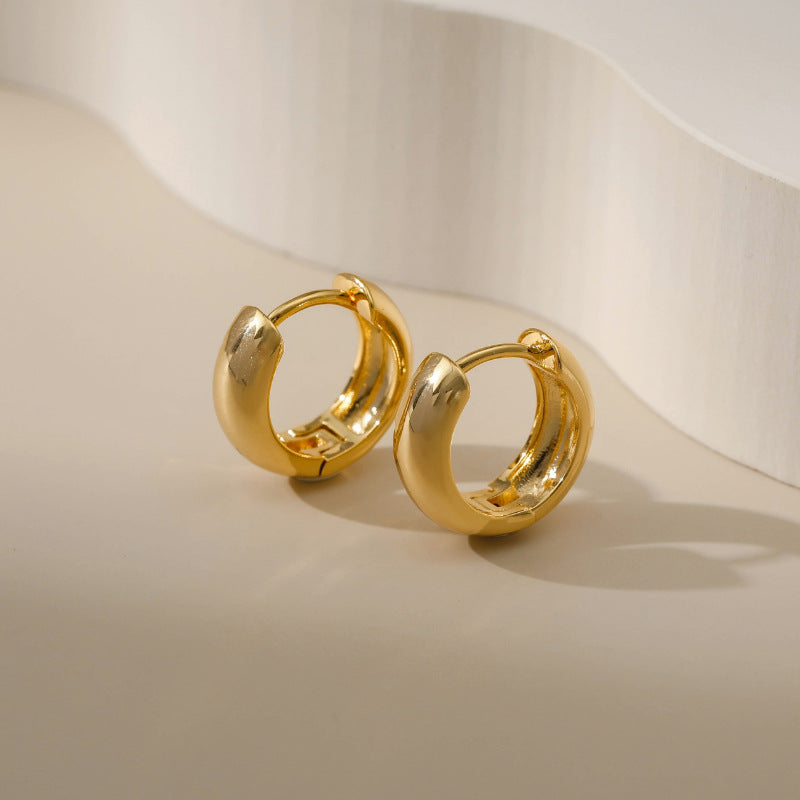 Gold Simple Small Hoop Earrings DPJE1219