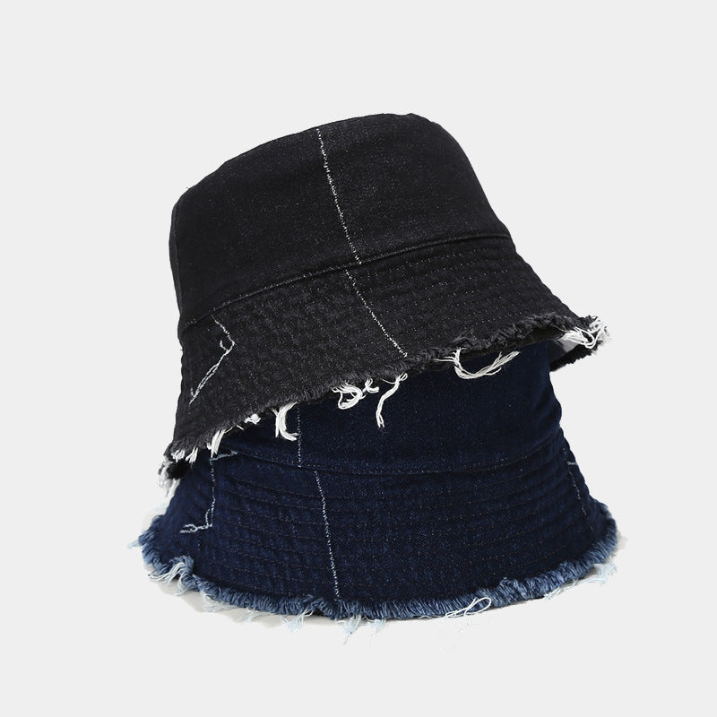 Vintage Irregular Splicing Denim Reversible Bucket Hat DP25F668