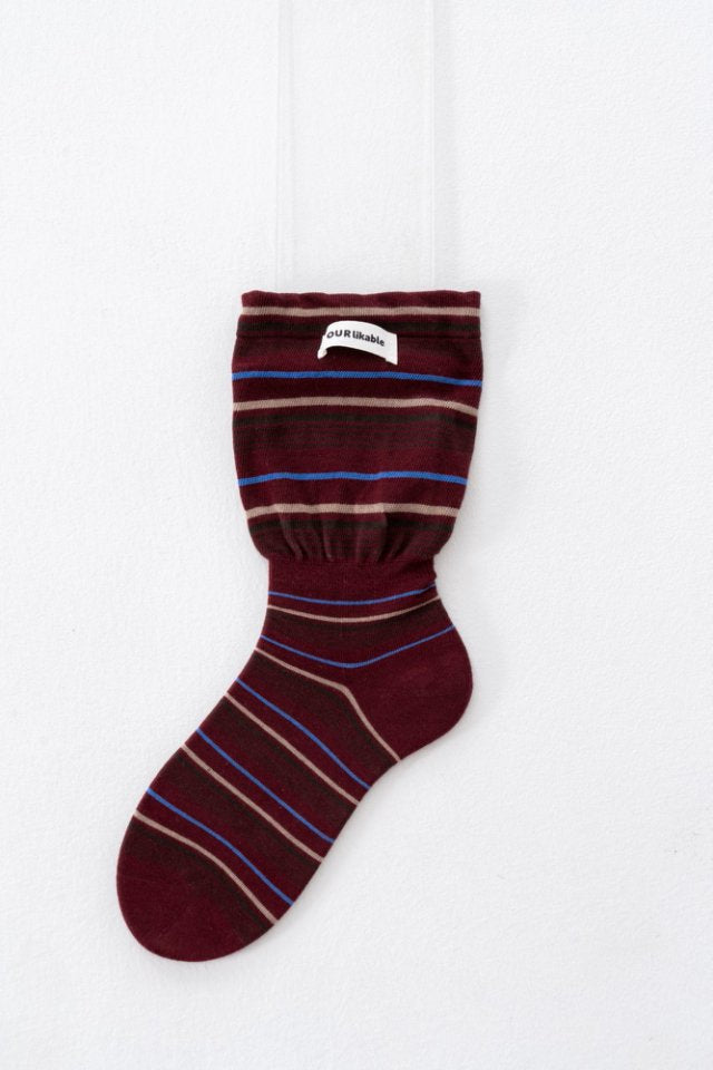 Fall Color Contrast Striped Slouch Crew Socks 6W8FSO521