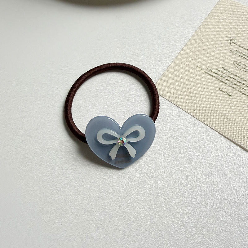Stylish Love Heart Bowknot Rhinestones Hair Tie MK2BLW6W6HHT26