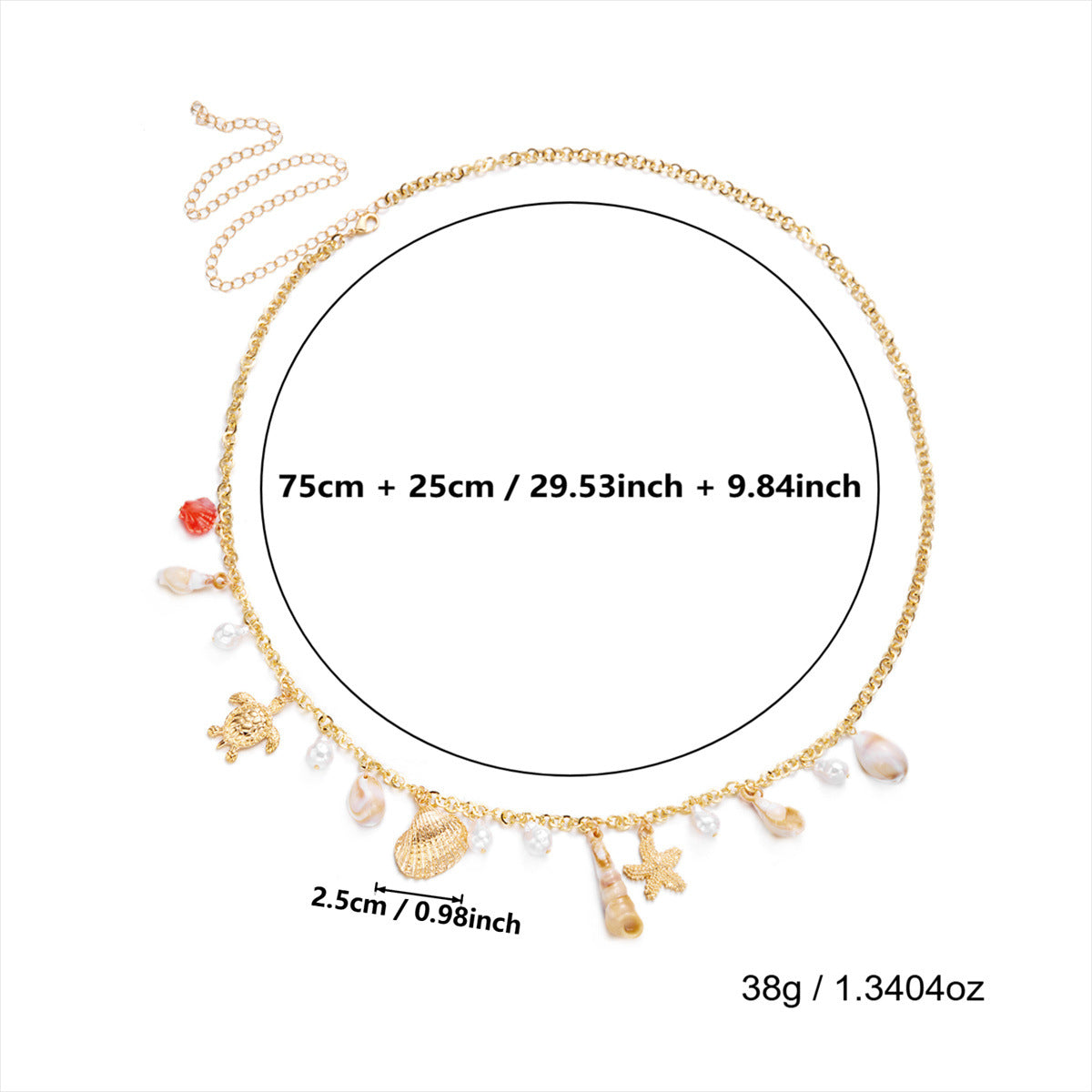 Beach Shell Starfish Layered Link Waist Chain 8ZA6JBC100T