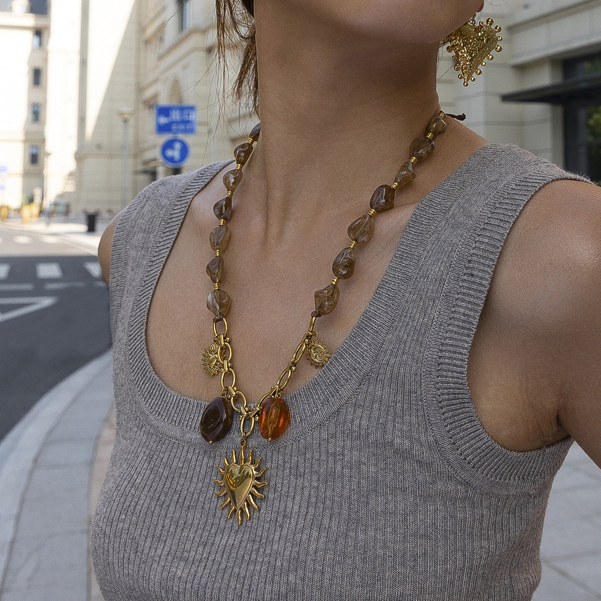 Boho Sacred Heart Beaded Necklace - DippedShop Wholesale - #7987