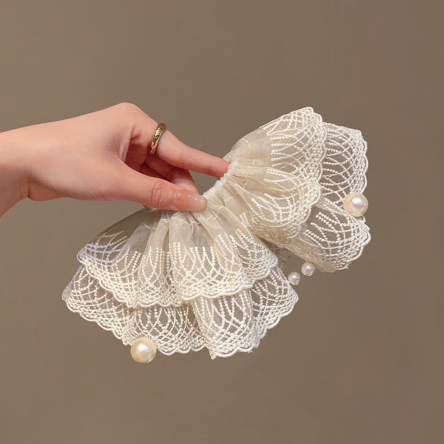 Pearl Lace Hair Scrunchie - DippedShop Wholesale - #3139