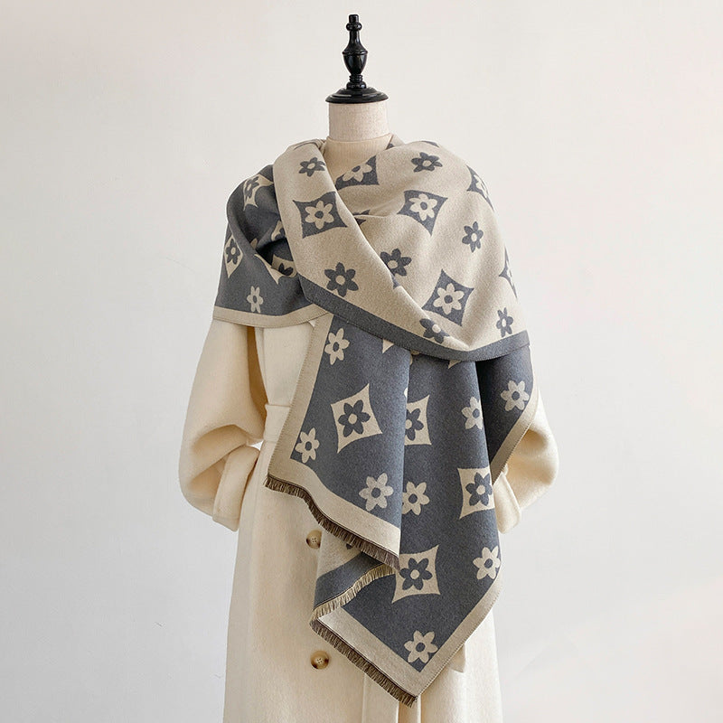 Reversible Floral Tassel Shawl Scarf - DippedShop Wholesale - #6627