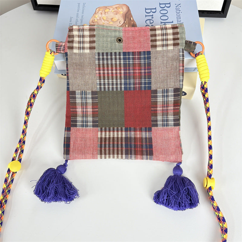 Simple Color Block Plaid Tassel - DippedShop Wholesale - #2339