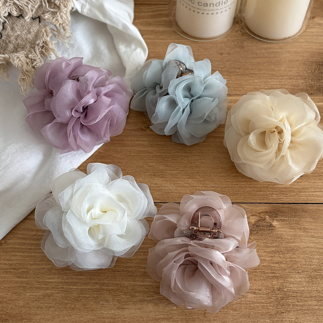 Elegant Solid Color Mesh Flowe - DippedShop Wholesale - #4499