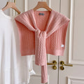 Trendy Cable Knit Solid Color Sweater Shawl 6W6NSC54