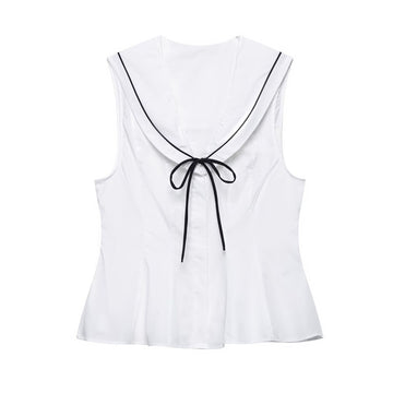 Elegant Solid Color Bow Sleeveless Top DP25D420