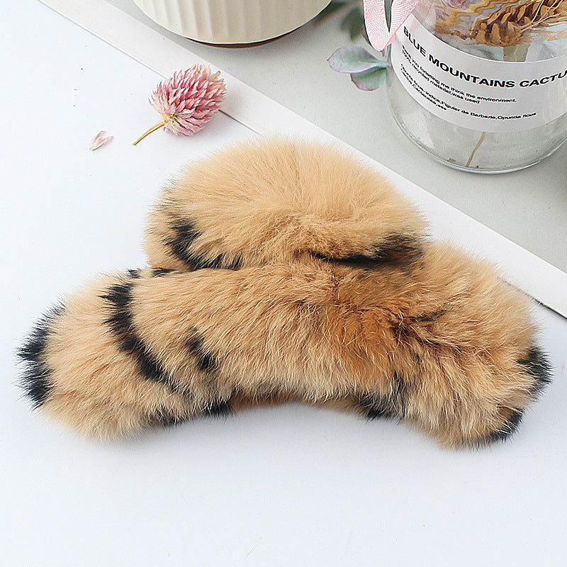 Leopard Fuzzy Hair Claw - DippedShop Wholesale - #1267
