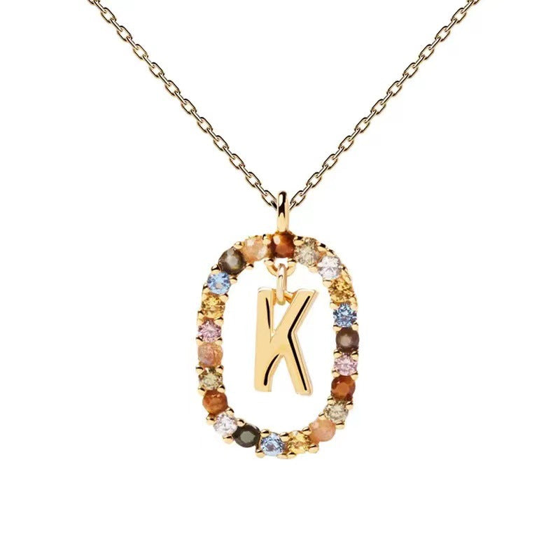 Colorful CZ Letter Pendant - DippedShop Wholesale - #8531