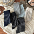 Simple Wool-Blend Striped Warm Crew Socks 6W8FSO676