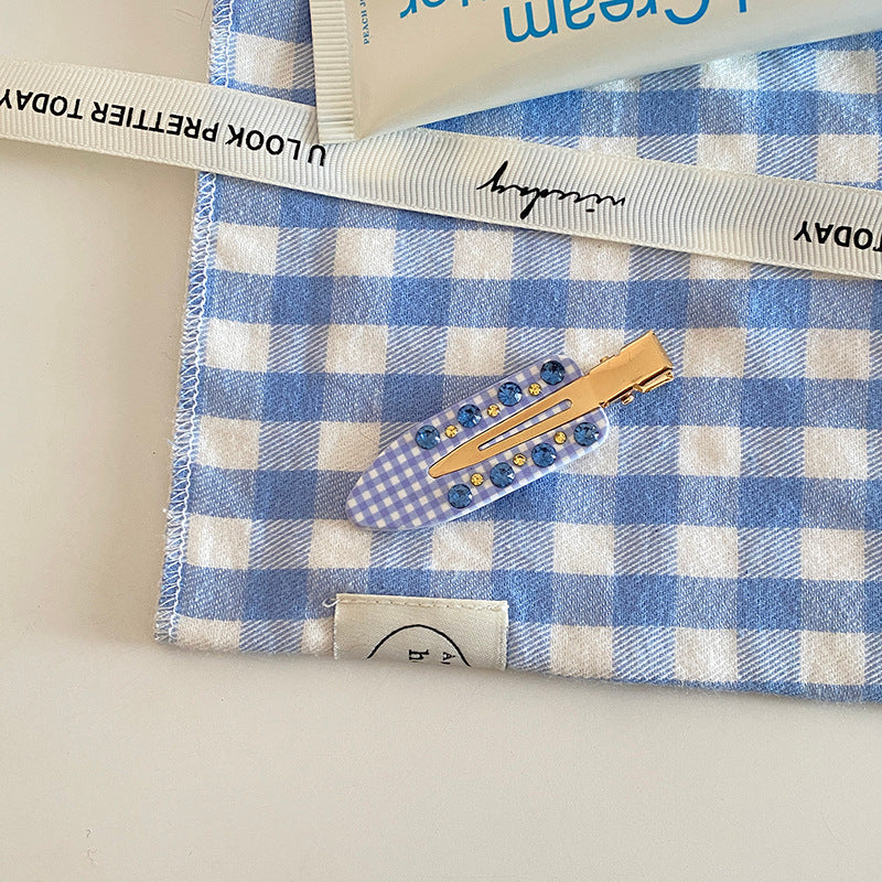 Blue Plaid Hair Clip - DippedShop Wholesale - #9395