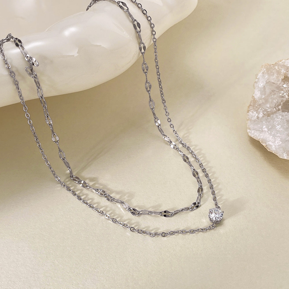 Minimalist Double Layer Sparking Rhinestones Chain Anklet 8ZA6JAB32L