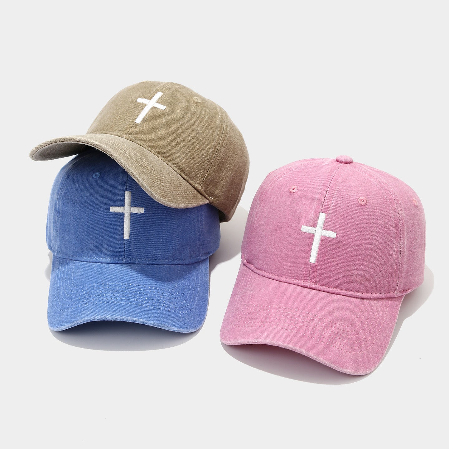 Solid Cross Embroidery Baseball Cap - DippedShop Wholesale - #2547