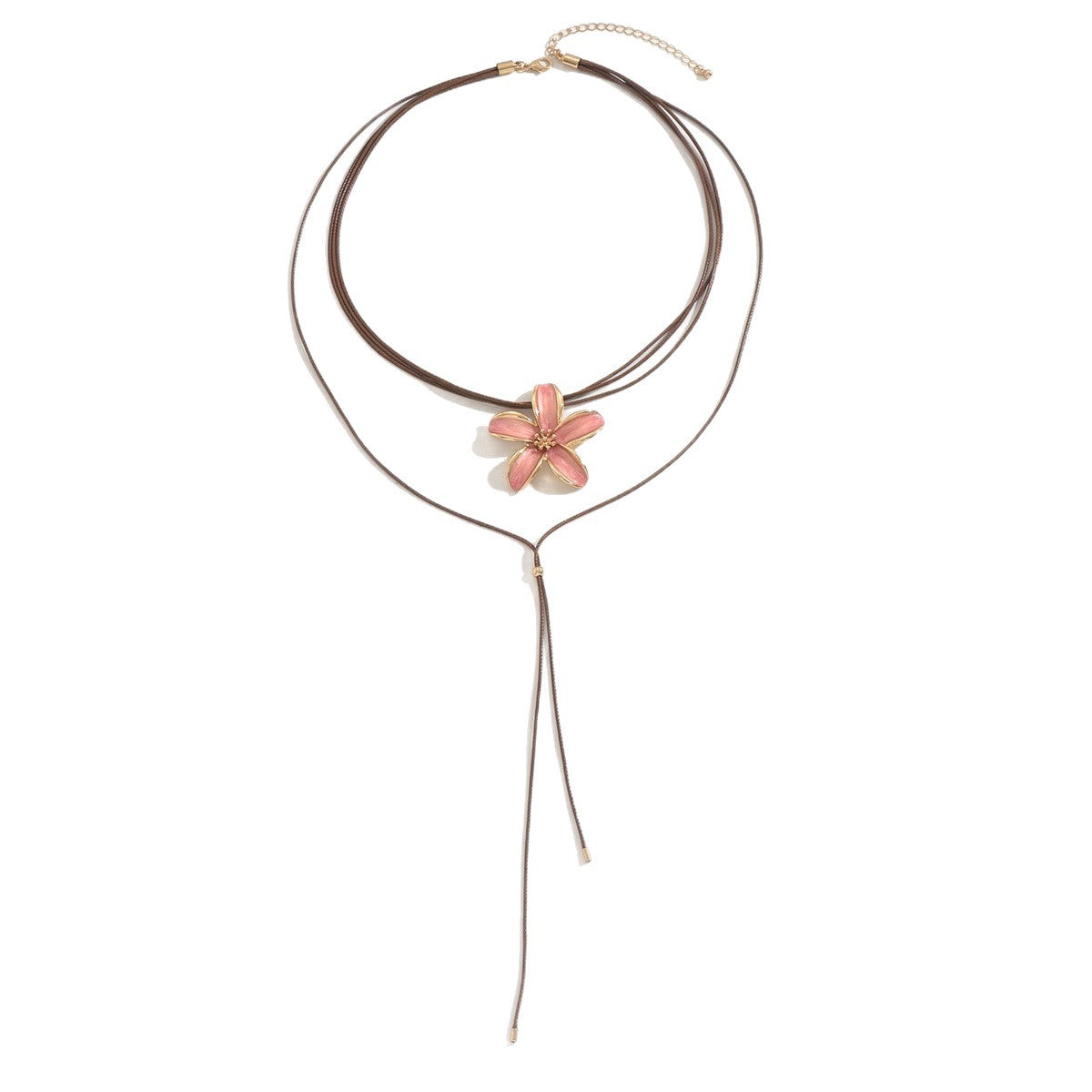 Enamel Flower Layered Necklace - DippedShop Wholesale - #0739