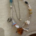 Vintage Brown Heart Pendant Beaded Necklace 6W6JNC418L