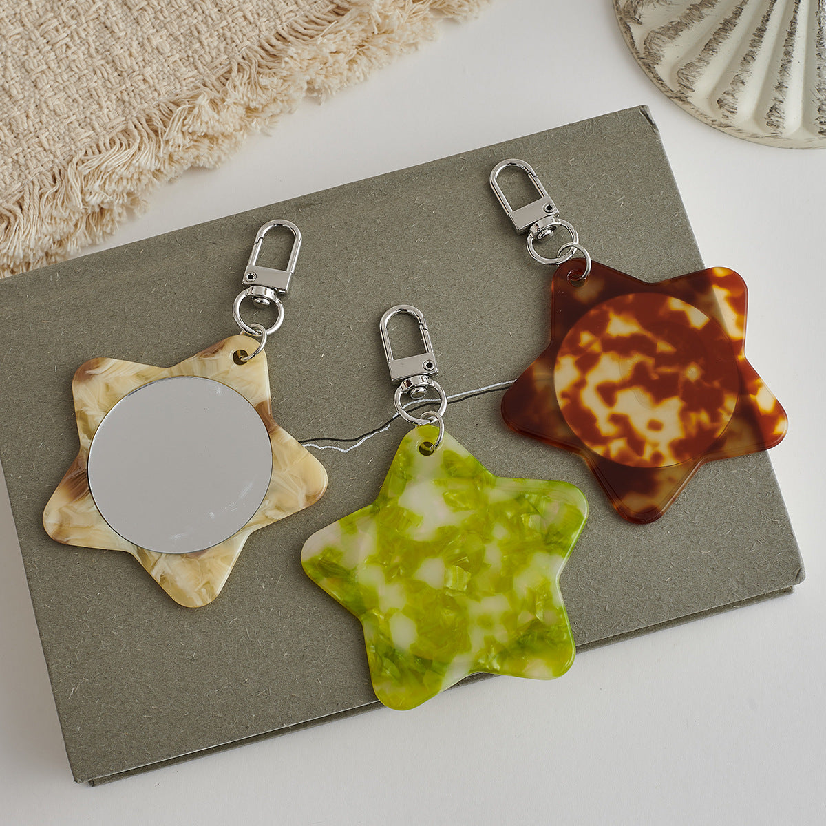Acetate Star Mirror Keychain - DippedShop Wholesale - #3779