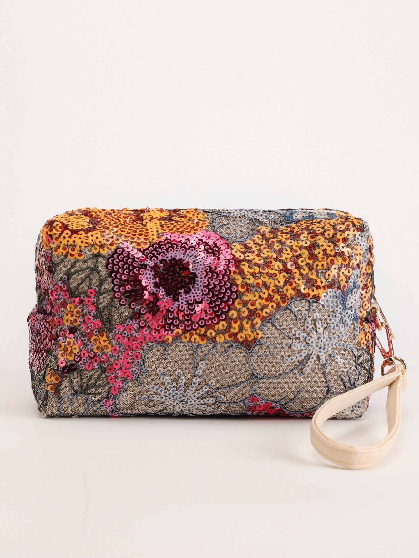 Sequin Embroidery Flower Makeup Bag MK2BLW6C5CO74