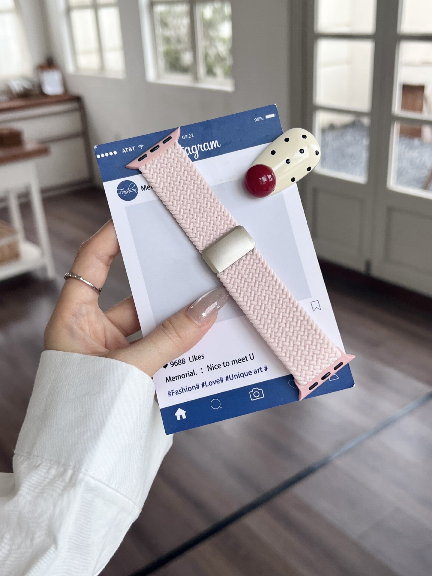 Solid Color Nylon Weave Magnetic Watch Band 6W6JWA138