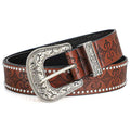 Fashion Floral Embossed Studded Leather Belt MK2LEEP6W6JBT37