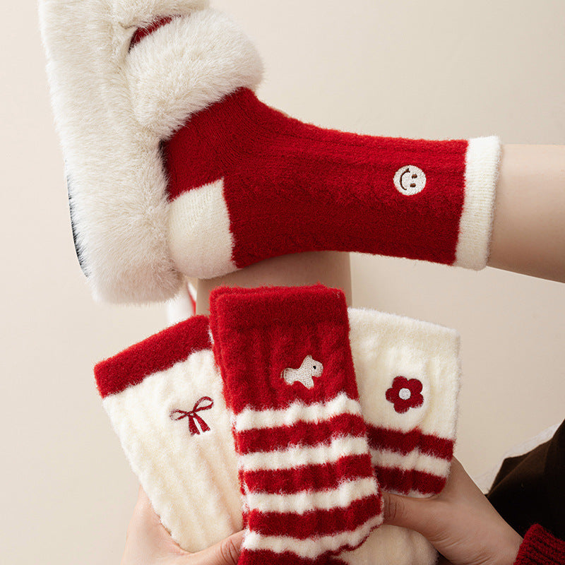 Cute Embroidery Thickened Plush Thermal Socks 6W8FSO898