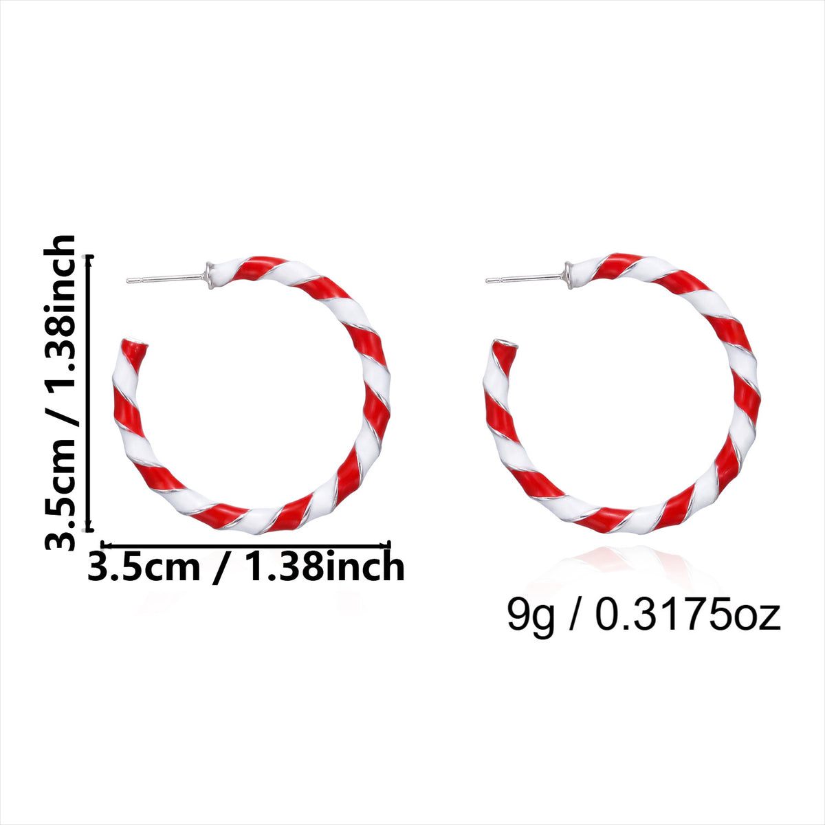 Rhinestone Twisted Color Block Christmas Hoop Earrings 6W6JER685