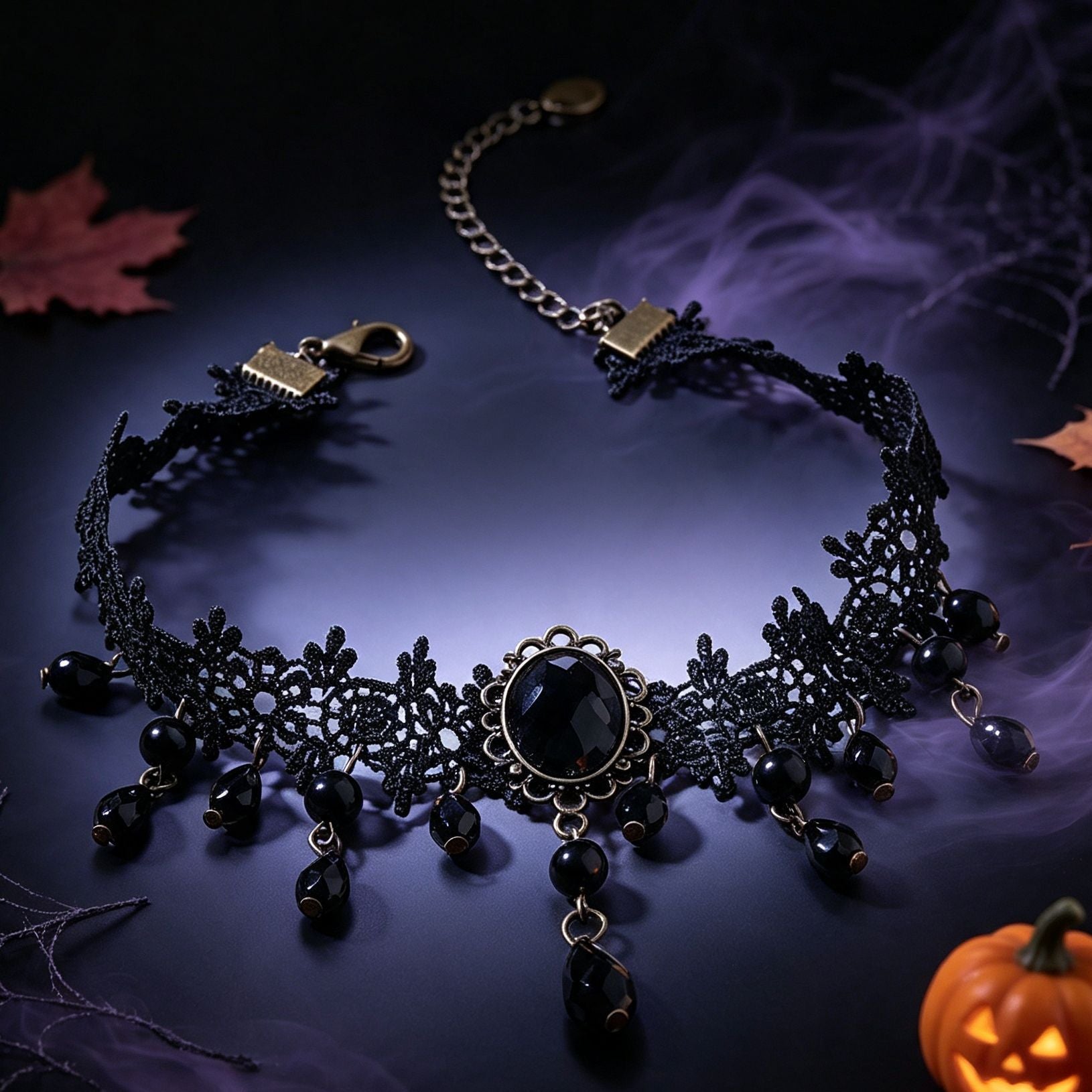 Halloween Lace Hollow Out Tassel Choker Necklace 6W6JNC610
