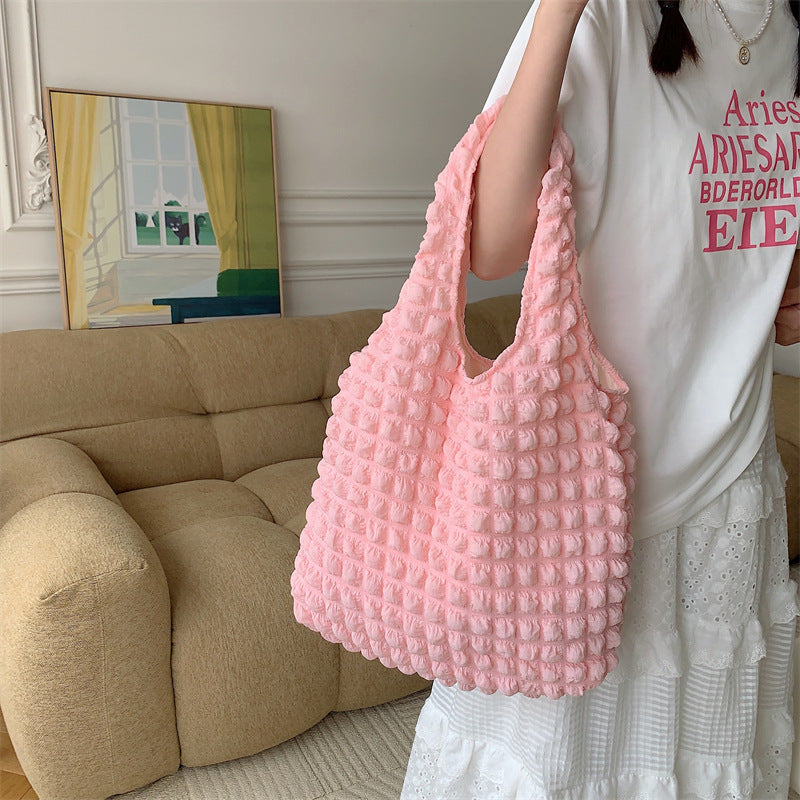 Solid Color Pleated Shoulder Bag - DippedShop Wholesale - #9427