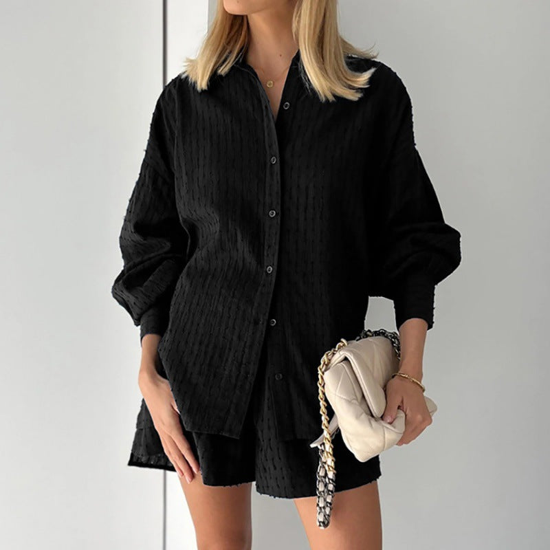 Jacquard Puff Sleeve Set - DippedShop Wholesale - #6211