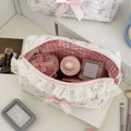 Lace Trim Floral Cosmetic Bag - DippedShop Wholesale - #4691
