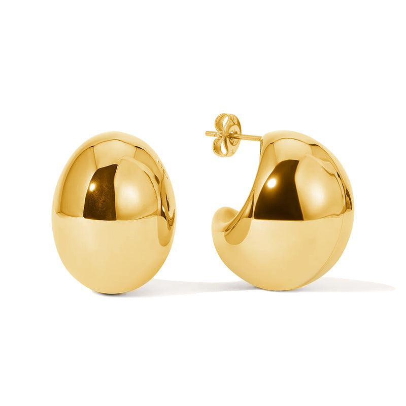 Chunky Gold Plated Semicircle Stud Earring 6W6JER573